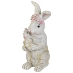 Northlight Mother And Baby Bunny Outdoor Garden Easter Statue - 9.25" White -Northlight 6917888971418604560