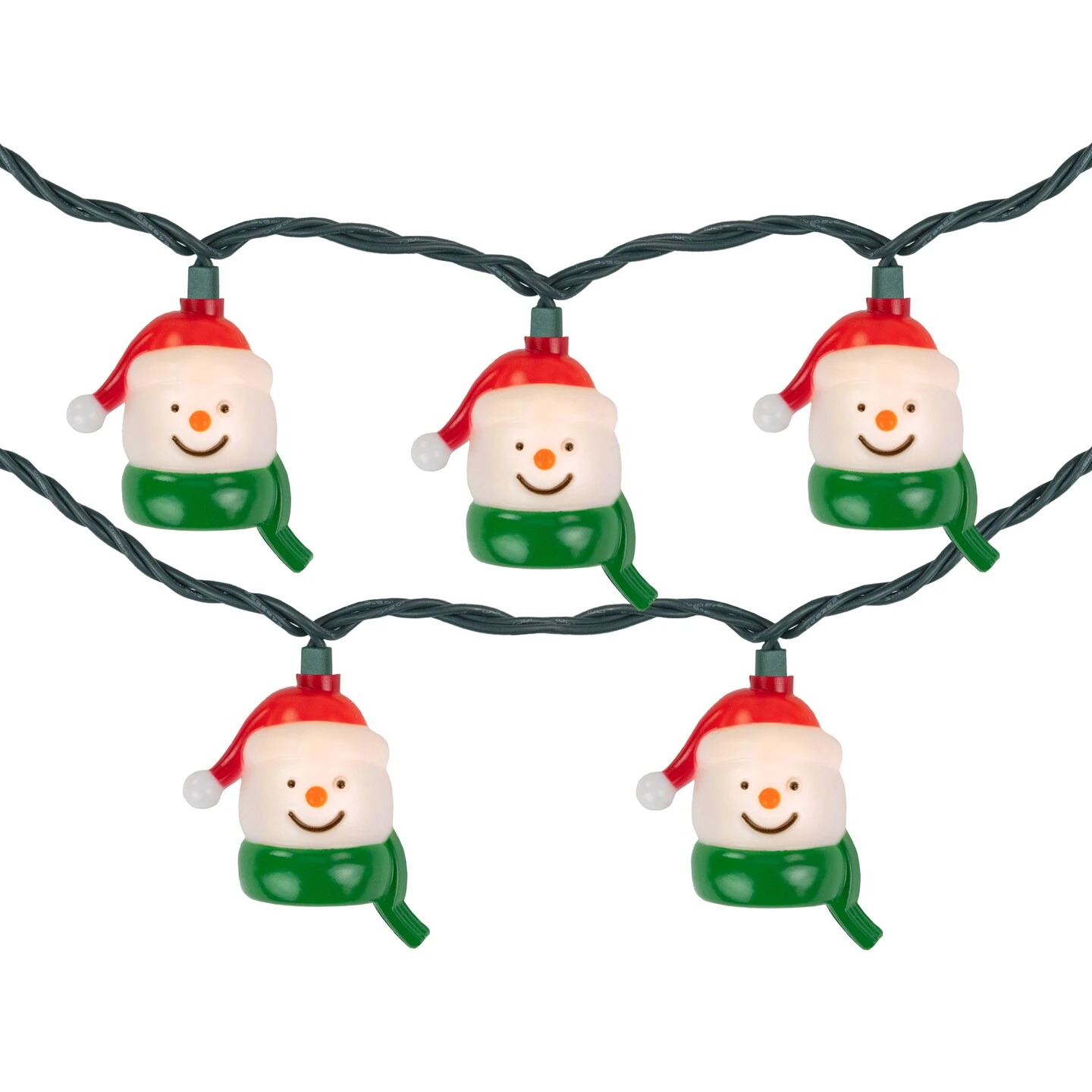 Northlight Snowman Heads With Scarves Christmas Light Set - Clear - 7.5' Green Wire - 10ct White 5 Northlight Snowman Heads With Scarves Christmas Light Set - Clear - 7.5' Green Wire - 10ct White - Image 3