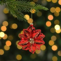 Northlight 4.5" Red And Gold Glittery Poinsettia Glass Christmas Ornament 10 Northlight 4.5" Red And Gold Glittery Poinsettia Glass Christmas Ornament -Northlight 6917892480844030624