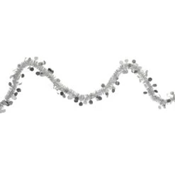 Northlight Tinsel And Polka Dot Commercial Christmas Garland - 50' X 1.5" - Silver - Unlit