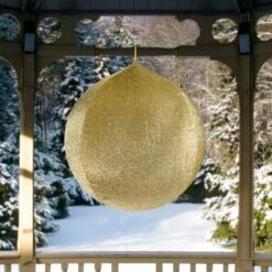 Northlight Inflatable Tinsel Commercial Outdoor Christmas Ball Ornament Decoration - 27.5" - Gold -Northlight 6917892481737417376