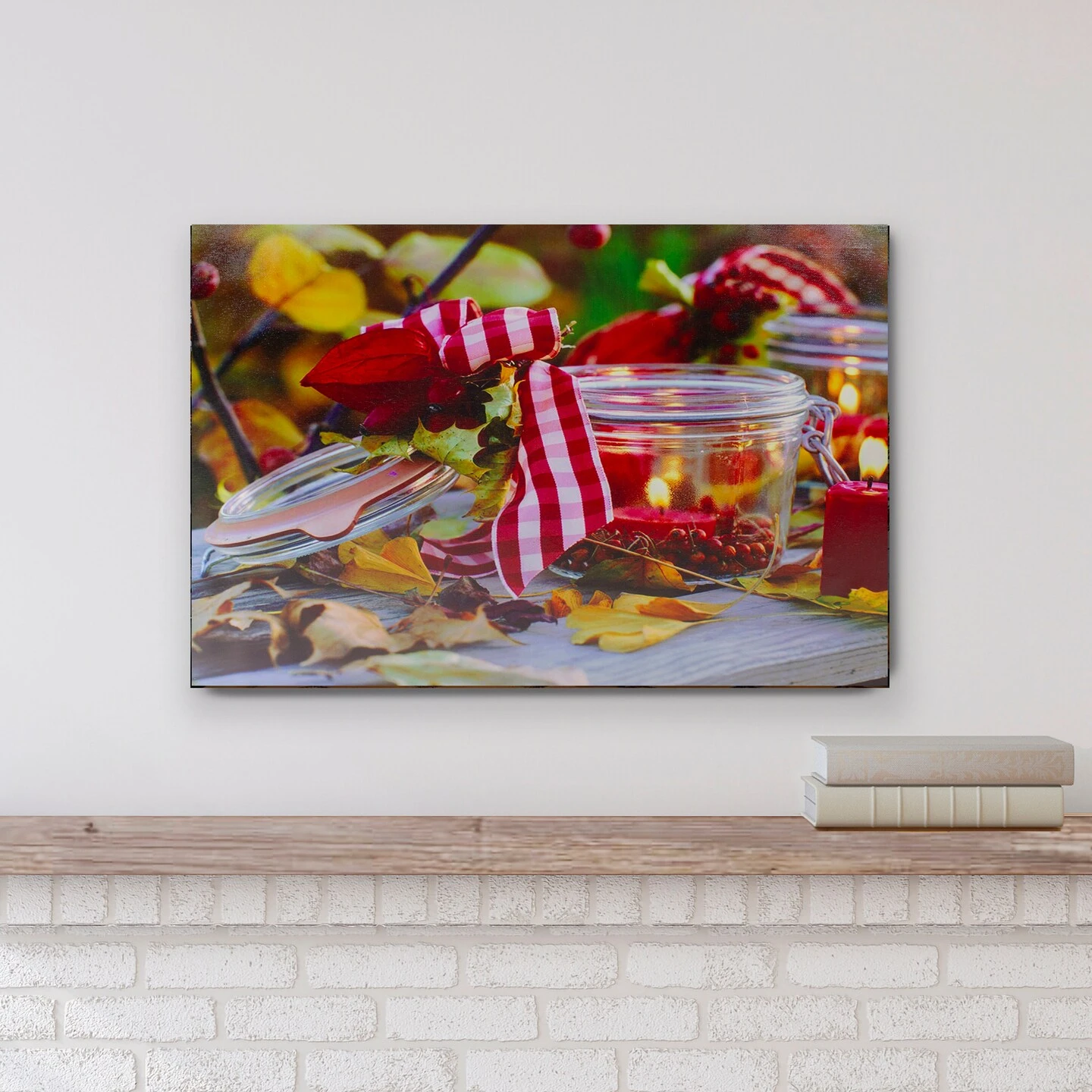 Northlight LED Lighted Fall Candle And Berries Canvas Wall Art 23.5" X 15.75" Brown 5 Northlight LED Lighted Fall Candle And Berries Canvas Wall Art 23.5" X 15.75" Brown - Image 3