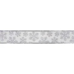 Northlight Sheer Silver Snowflake Christmas Wired Craft Ribbon 2.5" X 10 Yards