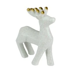Northlight Iridescent Glitter Ceramic Reindeer Christmas Figure - 4.25"- White -Northlight 6917892482532237984 2