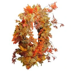 Northlight Gold Berries And Autumn Leaves Fall Harvest Artificial Twig Wreath - 22" - Unlit Orange 14 Northlight Gold Berries And Autumn Leaves Fall Harvest Artificial Twig Wreath - 22" - Unlit Orange -Northlight 6917898635743706080
