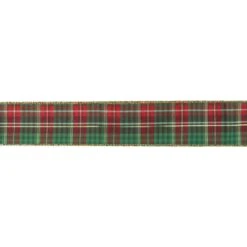 Northlight Red And Green Plaid Christmas Wired Craft Ribbon 2.5" X 16 Yards