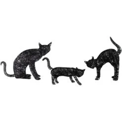 Northlight LED Lighted Black Cat Family Outdoor Halloween Decorations - 27.5" - Set Of 3