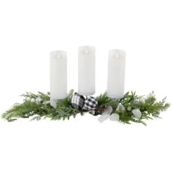 Northlight Mixed Foliage And Jingle Bell Christmas Pillar Candle Holder - 29" Green 11 Northlight Mixed Foliage And Jingle Bell Christmas Pillar Candle Holder - 29" Green -Northlight 6917909320111219360 1