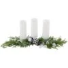 Northlight Mixed Foliage And Jingle Bell Christmas Pillar Candle Holder - 29" Green