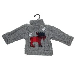 Northlight Ugly Sweater With Plaid Moose Christmas Ornament - 9" - Gray -Northlight 6917909320127341216