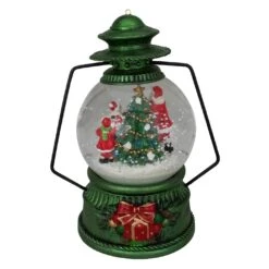 Northlight 8" Santa Claus And Kids By Christmas Tree Lantern Snow Globe Green -Northlight 6917909320496439968