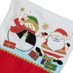Northlight Santa And Snowman Christmas Stocking- 19" - Red And White -Northlight 6917909320926880416