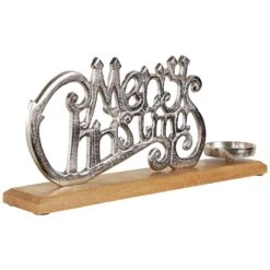 Northlight "Merry Christmas" Metal Sign Votive Candle Holder -15.5" Silver -Northlight 6917917500310153104