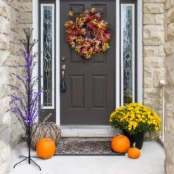 Northlight Pre-lit LED Cascade Outdoor Halloween Twig Tree - 4' Black Wire - Purple Lights -Northlight 6917935147380227040