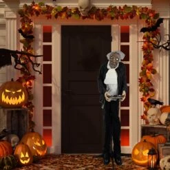 Northlight LED Lighted Animated Butler With Sound Halloween Decoration - 5.5' - Clear Lights Gray -Northlight 6917942668352404448 2
