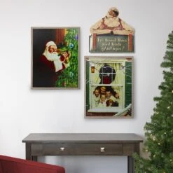Northlight 19" Lighted Norman Rockwell 'Oh Boy! It's Pop With A New Plymouth' Christmas Wall Art White -Northlight 6917953896635778272