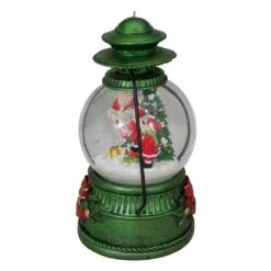 Northlight 8" Santa Claus And Kids By Christmas Tree Lantern Snow Globe Green -Northlight 6917953896803353824