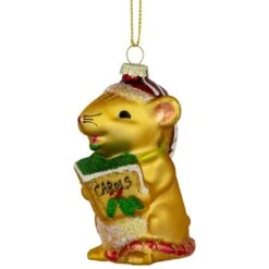 Northlight 3" Caroling Mouse Glass Christmas Hanging Ornament Gold -Northlight 6917953898037724384