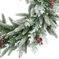 Northlight Real Touch™️ Flocked Wind River Fir With Berries Artificial Christmas Wreath - 24" - Unlit Green 14 Northlight Real Touch™️ Flocked Wind River Fir With Berries Artificial Christmas Wreath - 24" - Unlit Green -Northlight 6917984475579407952