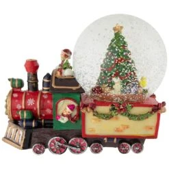 Northlight Elf Train Musical Christmas Snow Globe - 8" Red -Northlight 6917990808634266272 1