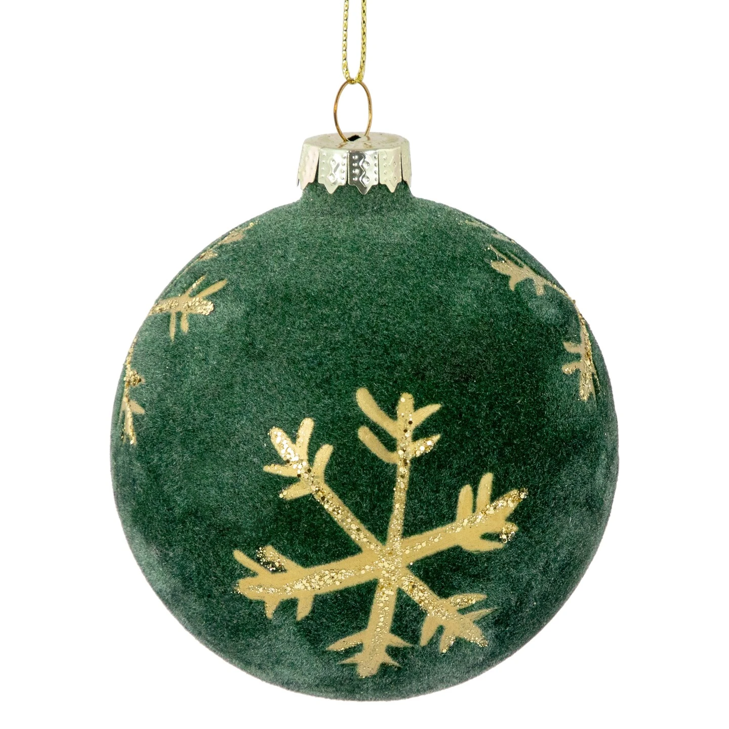 Northlight Velvet Glass Christmas Ball Ornaments With Gold Snowflakes - 3" (75mm) - Green - 4ct 7 Northlight Velvet Glass Christmas Ball Ornaments With Gold Snowflakes - 3" (75mm) - Green - 4ct - Image 5
