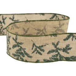 Northlight Brown With Green Leaves Wired Craft Ribbon 2.5" X 10 Yards 14 Northlight Brown With Green Leaves Wired Craft Ribbon 2.5" X 10 Yards -Northlight 6918001571328509152