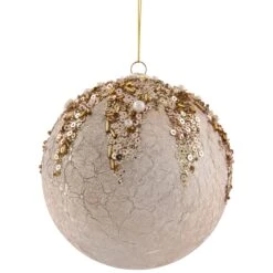 Northlight Beaded Sequin Shatterproof Christmas Ball Ornament - 4" - Champagne Gold -Northlight 6918008760887351504