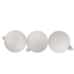 Northlight Shatterproof 3-Finish Christmas Ball Ornaments - 2.5" (60mm) - White - 100ct