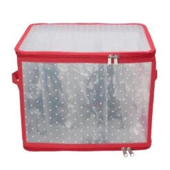 Northlight Transparent Zip Up Christmas Light Storage Box - 12.5" Red -Northlight 6918029836783837856 2
