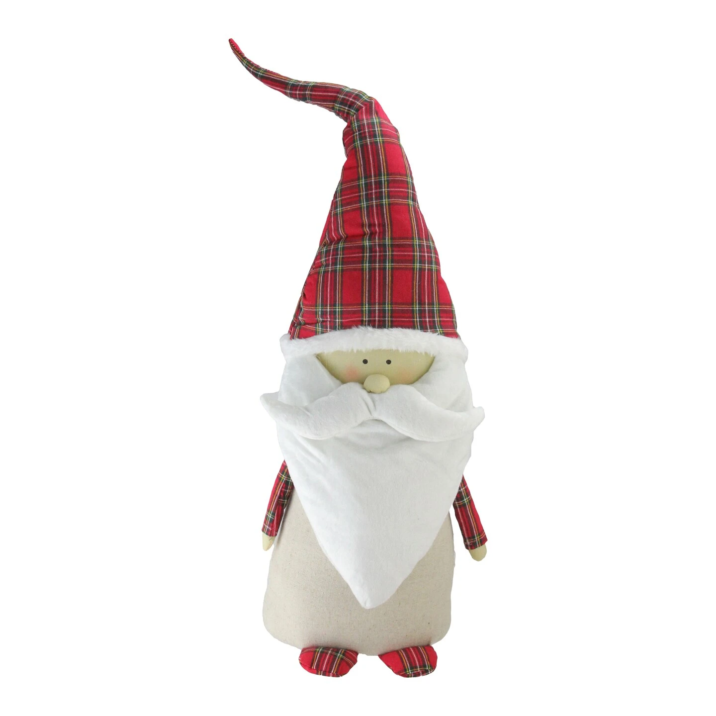 Northlight Santa Claus Gnome With Plaid Hat Christmas Figurine -26" White 4 Northlight Santa Claus Gnome With Plaid Hat Christmas Figurine -26" White - Image 2