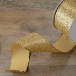 Northlight Shimmering Metallic Gold Christmas Wired Craft Ribbon 2.5" X 16 Yards -Northlight 6918029837001941664
