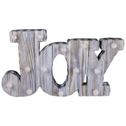 Northlight Lighted 3D Wooden "JOY" Christmas Decoration - 14" Brown -Northlight 6918029837010330272 1