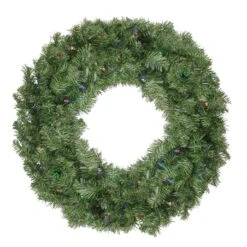 Northlight Pre-Lit B/O Canadian Pine Christmas Wreath With Timer - 24" - Multicolor LED Lights Green