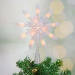 Northlight 9-Inch Lighted White Snowflake Christmas Tree Topper - Clear Lights -Northlight 6918029837278765728