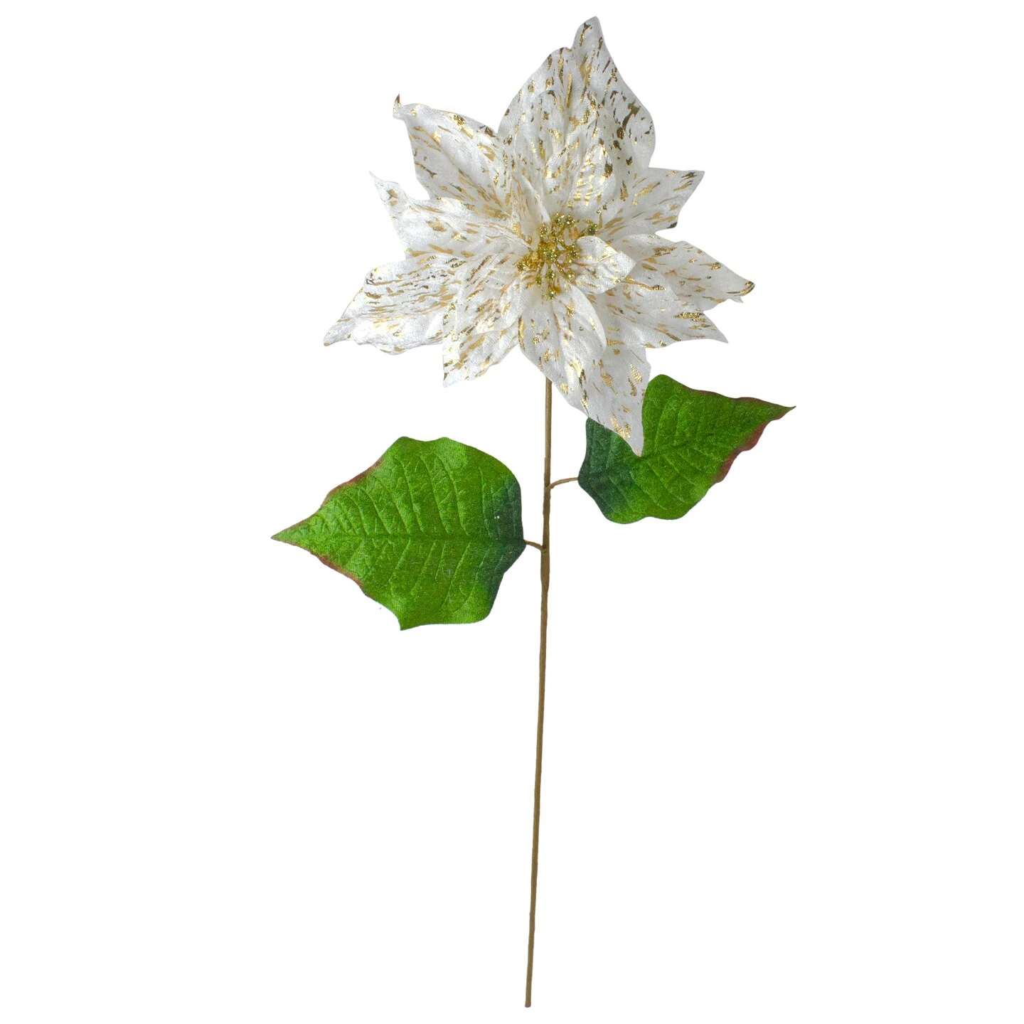 Northlight 24"White And Gold Artificial Christmas Poinsettia Flower 8 Northlight 24"White And Gold Artificial Christmas Poinsettia Flower - Image 6