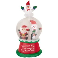 Northlight Lighted Inflatable Santa And Friends Snow Globe Outdoor Christmas Decoration - 6.75' Red
