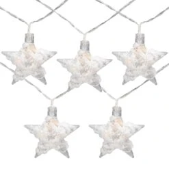 Northlight LED Snowy Stars Christmas Light Set - 4.5' Clear Wire - 10ct -Northlight 6918029837559784096