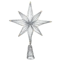 Northlight 13.75" LED Lighted B/O Silver Glittered Geometric Star Christmas Tree Topper - Warm White Lights 13 Northlight 13.75" LED Lighted B/O Silver Glittered Geometric Star Christmas Tree Topper - Warm White Lights -Northlight 6918029837933077152 2