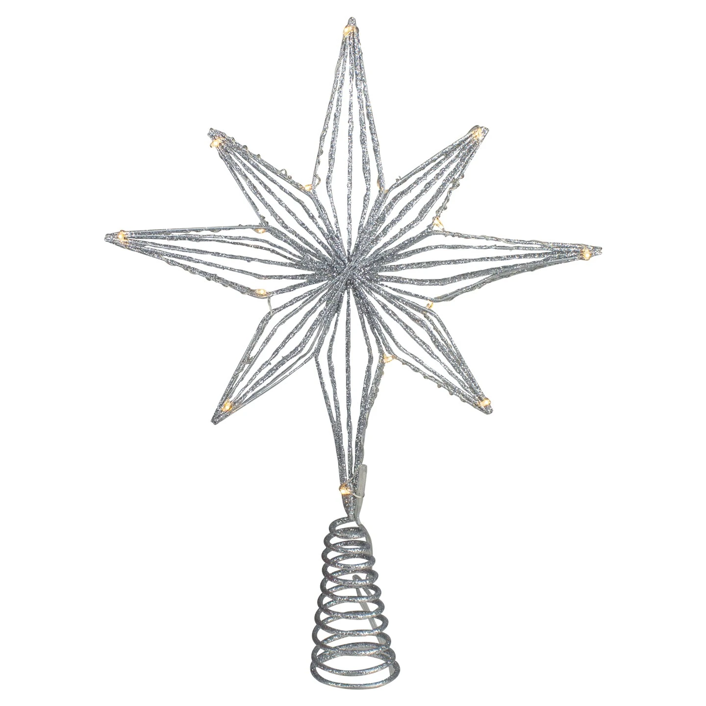 Northlight 13.75" LED Lighted B/O Silver Glittered Geometric Star Christmas Tree Topper - Warm White Lights 3 Northlight 13.75" LED Lighted B/O Silver Glittered Geometric Star Christmas Tree Topper - Warm White Lights