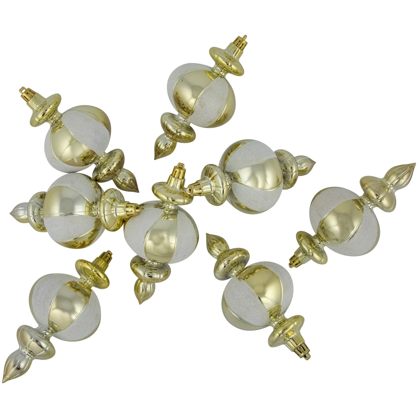 Northlight 8ct Champagne Shiny Finish Shatterproof Finial Christmas Ornaments, 6" Gold 8 Northlight 8ct Champagne Shiny Finish Shatterproof Finial Christmas Ornaments, 6" Gold - Image 6
