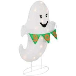 Northlight LED Ghost With "Boo" Banner Halloween Yard Decoration - 25" - Warm White Lights -Northlight 6918043964779939040