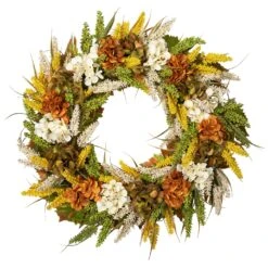 Northlight Hydrangea Artificial Fall Harvest Twig Wreath - 28" White -Northlight 6918052212147760560