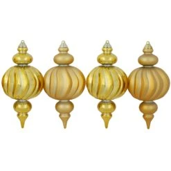 Northlight Commercial Size Shatterproof 2-Finish Finial Christmas Ornaments - Gold -10" - 4ct 12 Northlight Commercial Size Shatterproof 2-Finish Finial Christmas Ornaments - Gold -10" - 4ct -Northlight 6918053301711684832