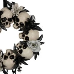 Northlight Skulls And Chains With Roses Halloween Wreath - 15" - Unlit Gray -Northlight 6918053302814983392