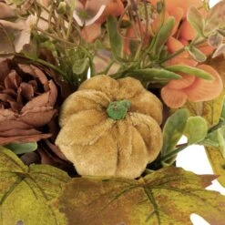 Northlight Floral And Pumpkin Wooden Box Fall Harvest Decoration - 10" X 8" - Orange And Brown -Northlight 6918053303045473504