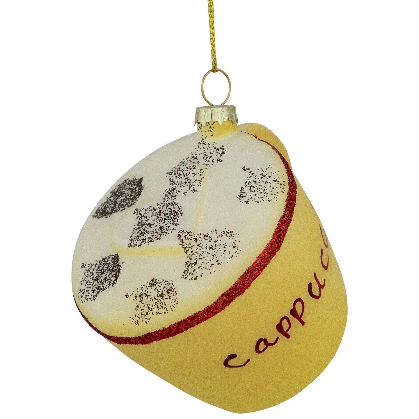 Northlight 4" Glittered Cappucino Glass Christmas Ornament Yellow 7 Northlight 4" Glittered Cappucino Glass Christmas Ornament Yellow - Image 5