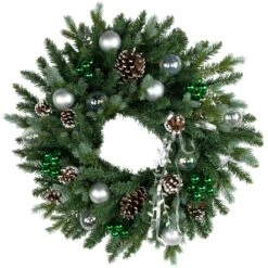 Northlight Shatterproof Ball Ornament Christmas Pick - 6.75" - Green -Northlight 6918072848472949984