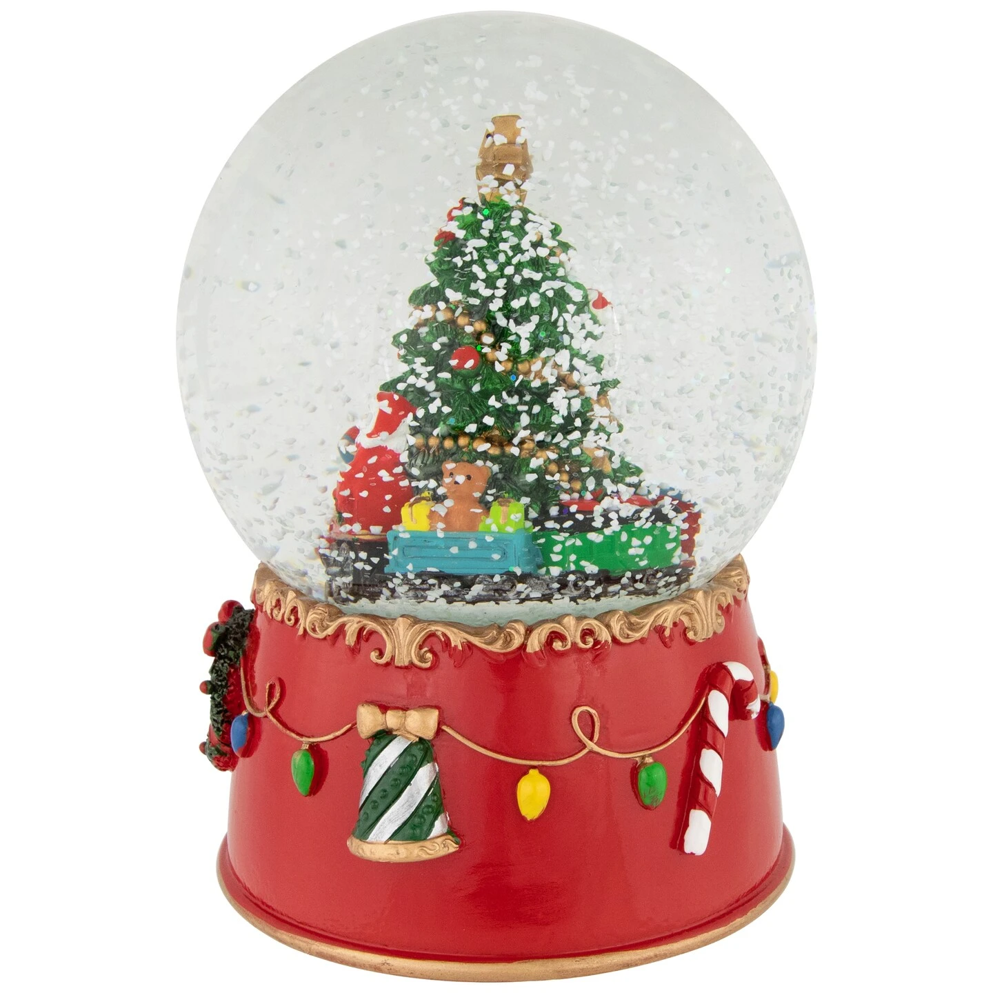 Northlight Train And Christmas Tree Village Musical Snow Globe - 8" Red 6 Northlight Train And Christmas Tree Village Musical Snow Globe - 8" Red - Image 4