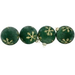 Northlight Velvet Glass Christmas Ball Ornaments With Gold Snowflakes - 3" (75mm) - Green - 4ct 15 Northlight Velvet Glass Christmas Ball Ornaments With Gold Snowflakes - 3" (75mm) - Green - 4ct -Northlight 6918072848896378080