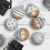Northlight Abstract Glass Ball Christmas Ornaments - 3" (80mm) - White And Black - 6ct 2 Northlight Abstract Glass Ball Christmas Ornaments - 3" (80mm) - White And Black - 6ct -Northlight 6918085946448905424